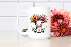Vibrant Cow with Flower Crown | Sublimation Clipart Product Image 2