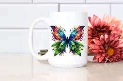 Abstract Butterfly with Plant Leaves PNG Product Image 2