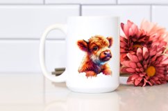 Colorful Baby Highland Cow with Polish Palace PNG Product Image 2