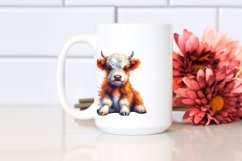 Colorful Baby Highland Cow with Polish Palace PNG Product Image 2