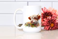 Colorful Baby Highland Cow with Polish Palace PNG Product Image 2