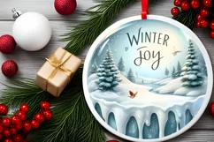 3D Winter Scene with Penguin Sublimation PNG Product Image 2