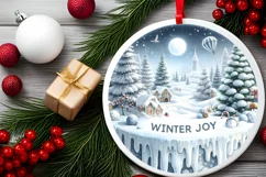 3D Winter Scene with Penguin Sublimation PNG Product Image 2