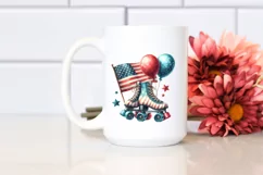 Vintage Roller Skates Balloons USA Flag Product Image 2