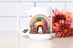 Cat House with Striking Rainbow and Flower | Clipart Product Image 2