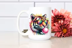 Colorful Tiger Portrait Chewing Gum Clipart Product Image 2
