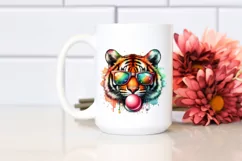 Colorful Tiger Portrait Chewing Gum Clipart Product Image 2