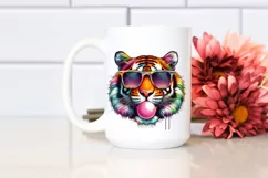 Colorful Tiger Portrait Chewing Gum Clipart Product Image 2