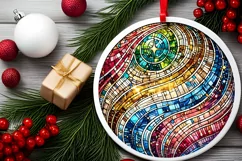 Round Christmas Ornament Sublimation|Clipart Product Image 1