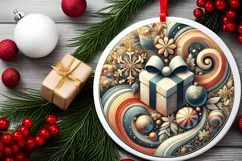 Round Christmas Ornament Sublimation|Clipart Product Image 1