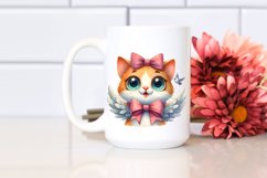 Funny Cat Dove Bow Watercolor Clipart Product Image 2