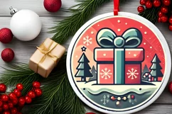 Round Christmas Ornament Sublimation|Clipart Product Image 2