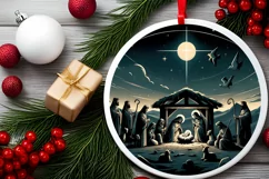 Nativity Scene Christmas Round Cute Sublimation PNG Product Image 1