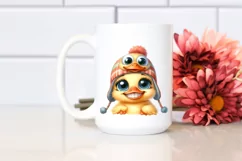 Funny Baby Duck Chick Hat Watercolor Clipart Product Image 2
