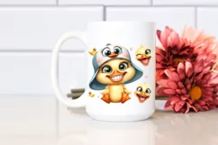 Funny Baby Duck Chick Hat Watercolor Clipart Product Image 2