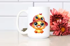 Funny Baby Duck Chick Hat Watercolor Clipart Product Image 2