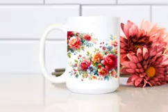 Colorful Watercolor with Red Flowers | Clipart Product Image 2