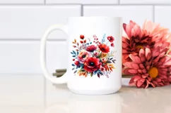Colorful Watercolor with Red Flowers | Clipart Product Image 2