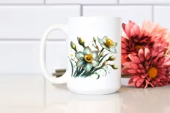 Detailed Shiny Watercolor Narcissus | Clipart Product Image 2
