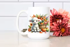 Baby Lamb Autumn Vegetable Basket Clipart Product Image 2