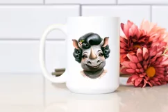 Funny Smiling Rhino Portrait | Sublimation Clipart Product Image 2