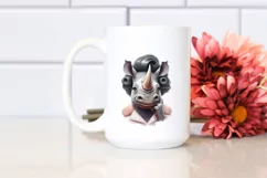 Funny Smiling Rhino Portrait | Sublimation Clipart Product Image 2