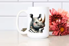 Funny Smiling Rhino Portrait | Sublimation Clipart Product Image 2