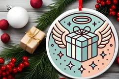 Round Christmas Ornament Sublimation|Clipart Product Image 1