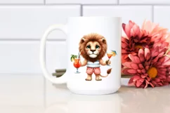 Cute Lion with Cocktails Clipart Product Image 2