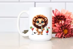 Cute Lion with Cocktails Clipart Product Image 2