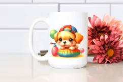 Vibrant Cute Baby Dog with Pumpkin Clipart Product Image 2
