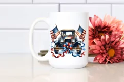 Vintage Car USA Flag Clipart Product Image 2