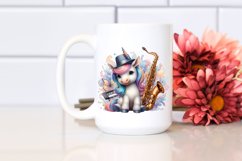 Colorful Baby Unicorn with Jazz Club PNG Product Image 2