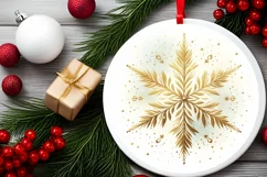 Snow Flake Christmas Round Cute Ornament Sublimation Product Image 1