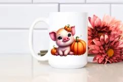 Vibrant Baby Pig Pumpin Drawing | Clipart Product Image 2