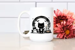 Funny Halloween Clipart Black Cat PNG Product Image 2