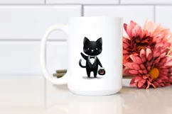 Funny Halloween Clipart Black Cat PNG Product Image 2