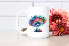 Colorful Magical Mushroom Watercolor Clipart Product Image 2