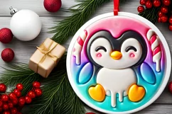 Round Christmas Ornament Sublimation|Clipart Product Image 1
