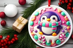 Round Christmas Ornament Sublimation|Clipart Product Image 1