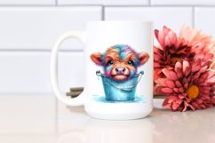 baby highland cow in a Watery Bucket Clipart Product Image 2