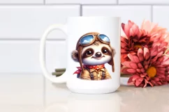 Colorful Baby Sloth Aviator Suit | Sublimation | Clipart Product Image 2