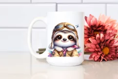Colorful Baby Sloth Aviator Suit | Sublimation | Clipart Product Image 2