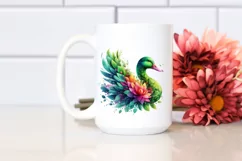 Vibrant Duck with 3D Looking Flowers PNG Product Image 2