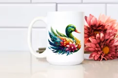 Vibrant Duck with 3D Looking Flowers PNG Product Image 2