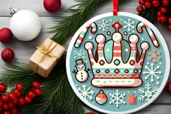 Round Christmas Ornament Sublimation|Clipart Product Image 1