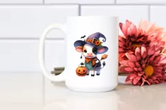 Vibrant Baby Cow Halloween Scene | Clipart Product Image 2