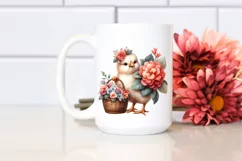 Cute Baby Chicken with Flowers Clipart Product Image 2
