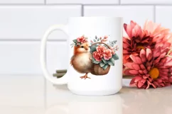 Cute Baby Chicken with Flowers Clipart Product Image 2