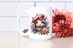 Colorful Baby Unicorn with Beret PNG Product Image 2